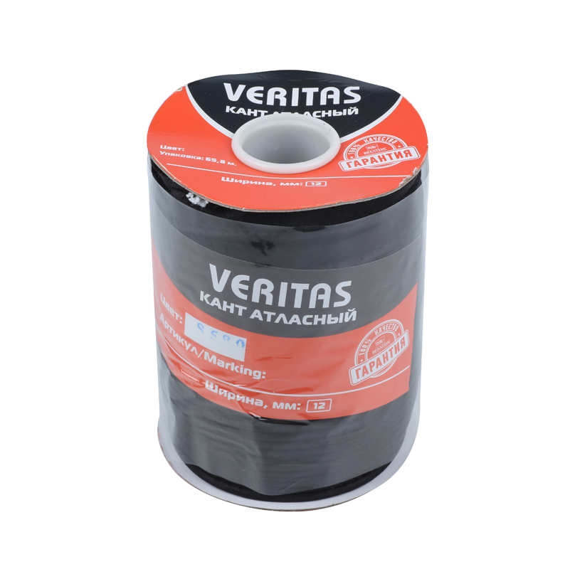 Кант атласный цв S-580 черный (уп 65,8м) Veritas3